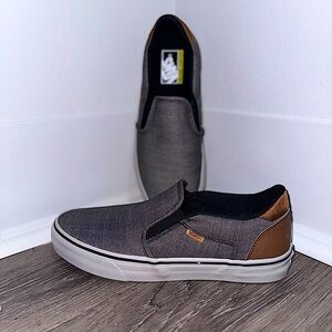 Vans Men's Grey and Brown Slip-On Shoes